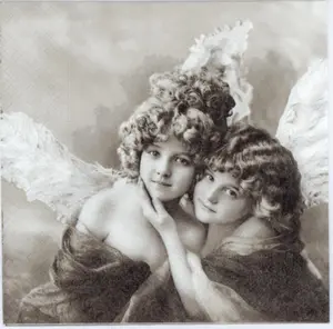 Vintage Sister Angels Decoupage Napkins | Decorative Luncheon Paper Napkins with Angel Print for Decoupage Projects