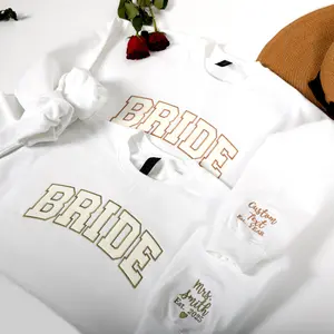 Custom Embroidered Bride Sweatshirt with Personalized Name on Sleeve Perfect Gift for Brides-to-Be Women's Stylish Comfortable Wedding Sweatshirt