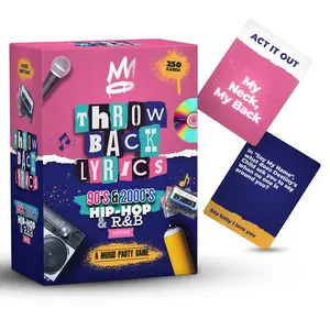 Throwback Lyrics - The 90s & 2000s Hip-Hop & R&B Music Party Game 250 Trivia Cards & Charades for Game Nights, Date Nights & Family Gatherings