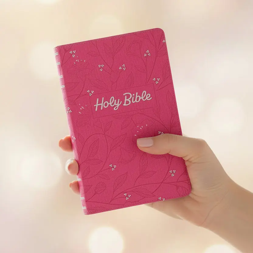 Pearlized Cherry Pink Faux Leather King James Version Gift Edition Bible (Font: 8-point) (No Bible Tabs)