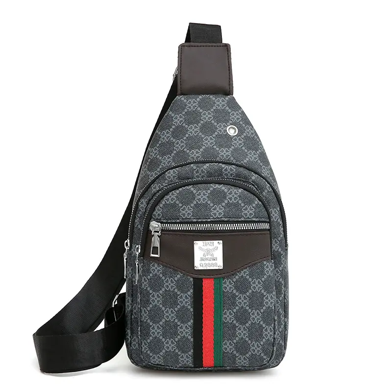 LI YUNZI Men's Retro Preppy Striped PU Leather Crossbody Bag, Streetwear Messenger Sling Bag with Multi-Pocket Design, Waterproof Secure Zip Pocket and Earphone Hole, Casual Daily Carry Bag for School, Travel, Holiday and Everyday Use