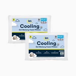 Cooling Gel Memory Foam Cluster Pillows 2-Pack - 20x26 - White- Made in USA