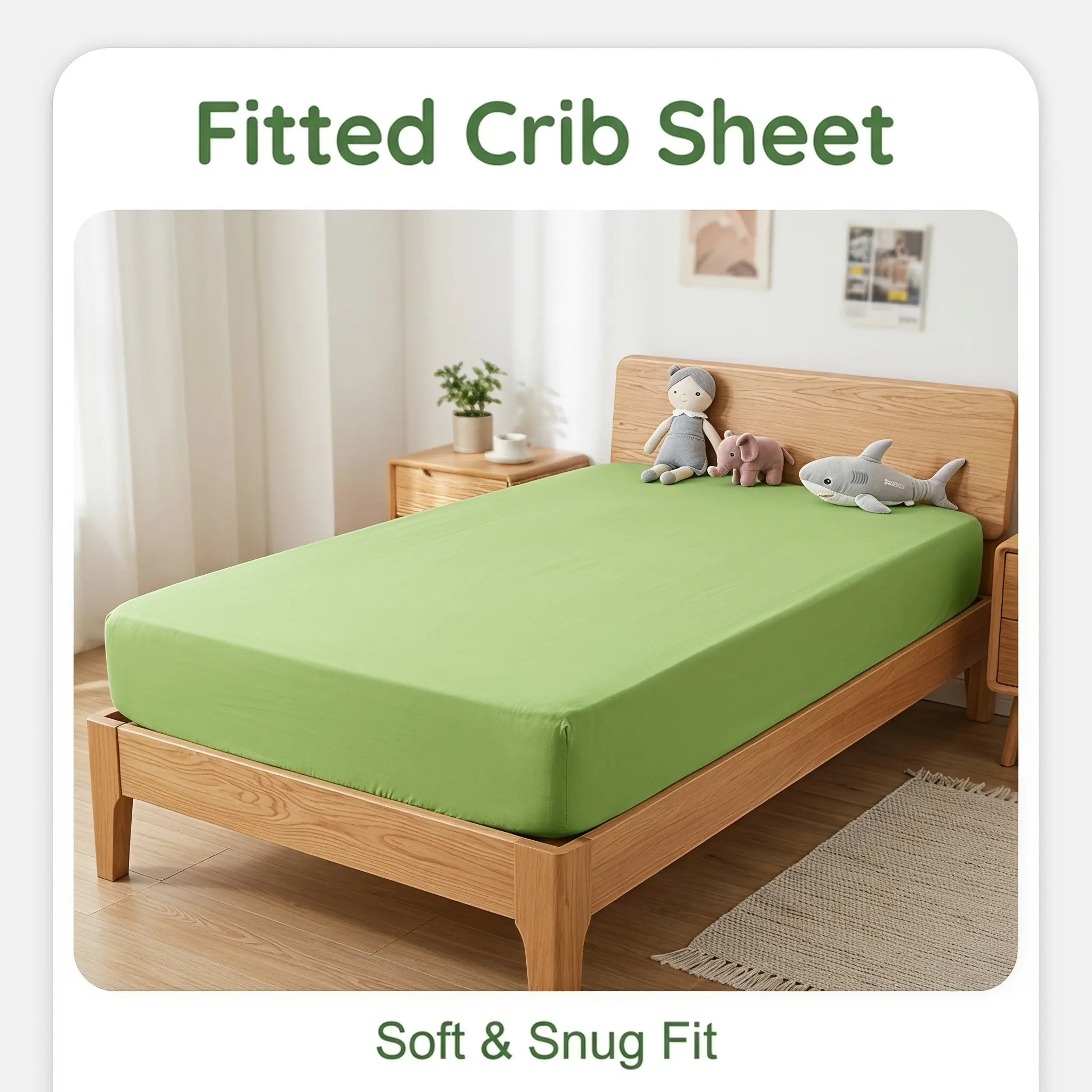 Bedsum Brushed Microfiber Crib Fitted Sheet, Soft Cozy 360° Elastic Deep Pocket Sheet, Fits 8‑Inch Mattress, Machine Washable