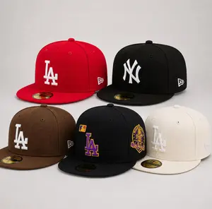 [Hot Item] New Era MLB 59FIFTY Fitted Hat NY Yankees LA Dodgers Black Cap Size 7 1/4, Flat Brim Streetwear Urban Outdoor Style