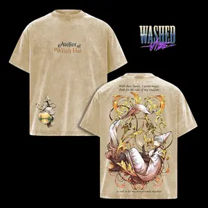 Retro Heavy Limited Vintage Qifrey - Witch Hat Atelier Washed Oversized Graphic Tee - Unisex T-shirt - Hoodie, WHA Double Printed T-Shirt, Heavyweight Cotton Unisex Streetwear Top, Gym Pump Cover, Summers Outfits, Gift for Anime Fans