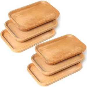 6 Pack 8 x 5 Inches Serving Platter Tray, Tray Cheese Plate Rectangular Platter for Fruit, Appetizer, Bread,Rectangular Avoid Sliding and Spilling  ( Trays x 6Pack)