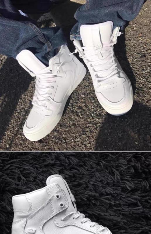 Supra Vaider Red White Ruched Leather High Top Sneakers Men Hip