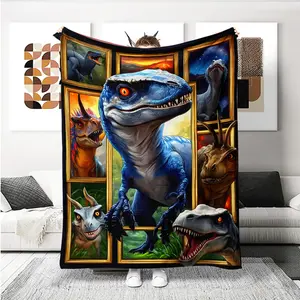 Soft Blanket with Original Dinosaur Pattern, Portable Blanket, Sofa Nap Travel Camping Bed Throw, Christmas Halloween Gift, Birthday Present, All-Season Use