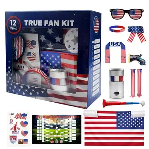 (Collectible) 2026 World Cup Country Theme SetIncludes: Sunglasses, Wristband, Bandana, Banner, Confetti Shooter, 2 Inflatable Cheering Sticks, National Flag, Stickers, Match Prediction Schedule Chart