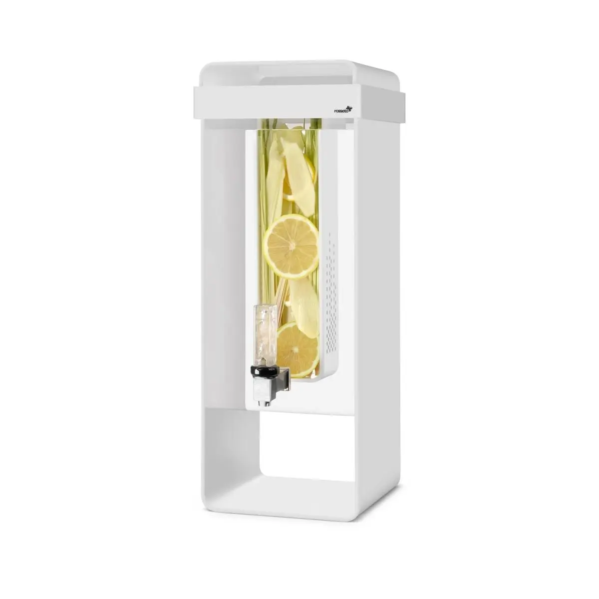 212 MAIN 3gal Infuser Beverage Dispenser - White, Minimalist, Lightweight, Removable Chamber, Infuses Drinks, Crystalized Handle, Ideal for Conference Centers, Displays Flavored Vodkas/Fruit Without Contaminating Water