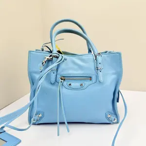 Pre-owned Balenciaga Calfskin Crossbody Bags Papier Mini A4 Zip Around Blue
