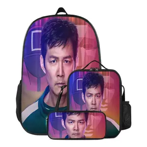 Trending Squid Game Full-Print 17" Waterproof Backpack - Durable Machine-Washable Design, Multi-Compartment Storage + Padded Straps for Commute, Travel & Outdoor Essentials Stylish Daypacks