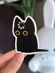 Black Cat Void Loading Sticker, Matte Vinyl Waterproof Sticker, Cute Silly Funny Sticker