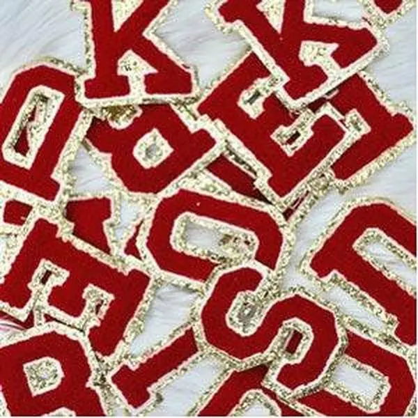 Red/White with Gold Glitter Chenille Letters