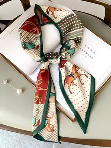 Vintage Horse Printed Colorful Silk Scarf