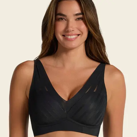 Leonisa Daily Lace Wireless Support Bra -  Basic Everyday Womenswear Striped