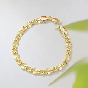 14K Gold Plated Solid Cuban Link Bracelet for Men Women, Polished Chunky Curb Chain Bracelet, Classic Hip Hop Stackable Fashion Jewelry Gift for Birthday Anniversary