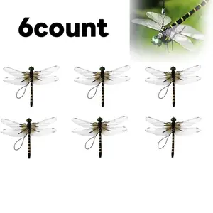 Dragonfly Clip Bug Repellent - Realistic 3D Fake Dragon Flies with Clip, PVC Outdoor Decor for Garden Camping Fishing. Attach to Hat Backpack Stakes, Yard Patio Decorative Use