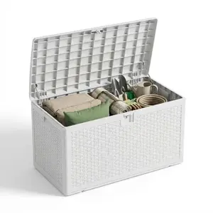 Garvee 99 Gallon Waterproof Large Resin Deck Box - Lockable Storage Container for Patio Cushions, Pillows, Garden Tools, Pool Floats - Indoor/Outdoor Use - White, Brown, Black - 50" L x 26" W x 25" H