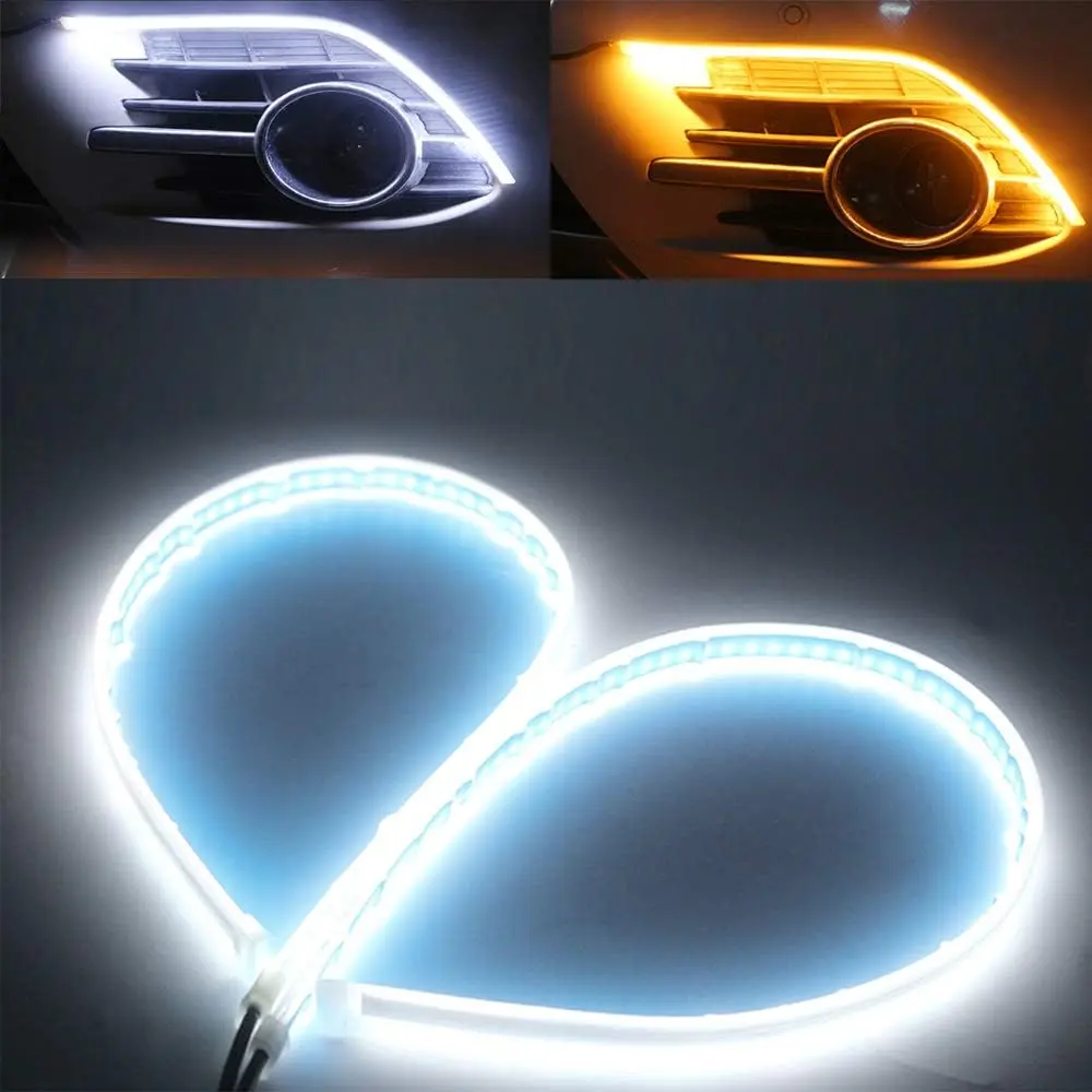 Sequential Flowing LED Strip,2 Pack LED Drl Car Daytime Running Lights, 12V Sequential Turn Signal, Bright Flowing Design, Multifunctional Car Led, Enhanced Safety & Style, Car Ambient Lighting
