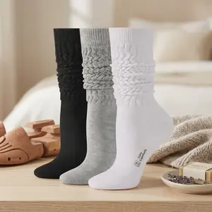 Women's 3 Pairs Slouch Socks - Long Slouchy Scrunch Knit Chunky Boot Socks for Casual Wear, Warm Comfortable Fashion Socks Perfect with Boots, Sneakers, and Everyday Outfits