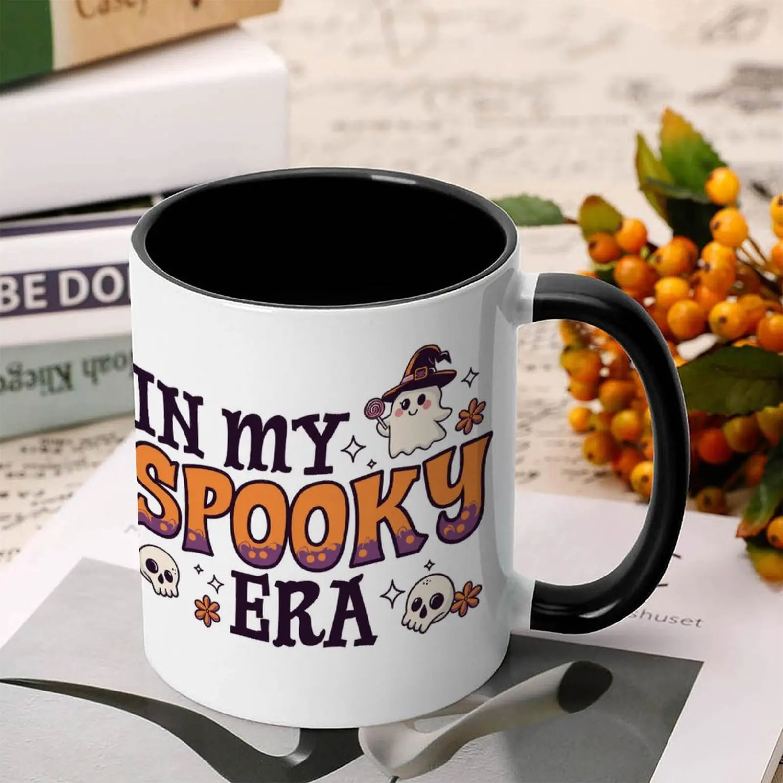 In My Spooky Era Coffee Mug, Spooky Halloween Mug, Colorful Ceramic Cup, Fall Vibes, Mug with Ghost & Skulls, Unique Mug, Halloween Gift JosephCustomProducts