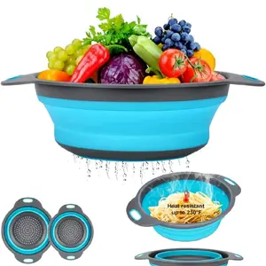 Collapsible Silicone Colander Strainer Set of 2