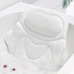 1 Piece Bath Pillow, Bath Pillow with Neck and Back Support, Cheerful Face Shape, Soft 4D Air Mesh and Non-slip Suction Cup, Perfect for All Bathtub Relaxation Bathroom Accessories, Valentine's Day Gift