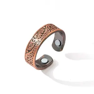 Vintage Red Copper Tree Ring, 99% Pure Red Copper, Unisex Magnetic Adjustable Ring, Daily Casual Commute Jewelry, Couple Accessory