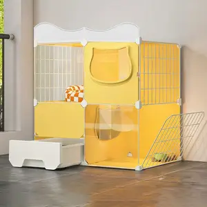 Large Indoor Cat Litter Box & Cage Combo, Spacious Free-Form Pet House, Efficient Space-Saving Solution for Cats, Ideal for Home Use, Litter Box Enclosure