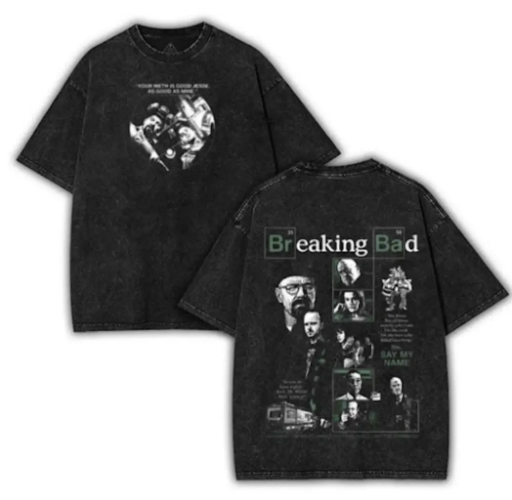 Heisenberg Breaking Bad Vintage Washed T Shirt Better Call Saul Graphic Print T-shirts Men's Pure Cotton Short Sleeves Tee Shirt Menswear Soft graphic tee
