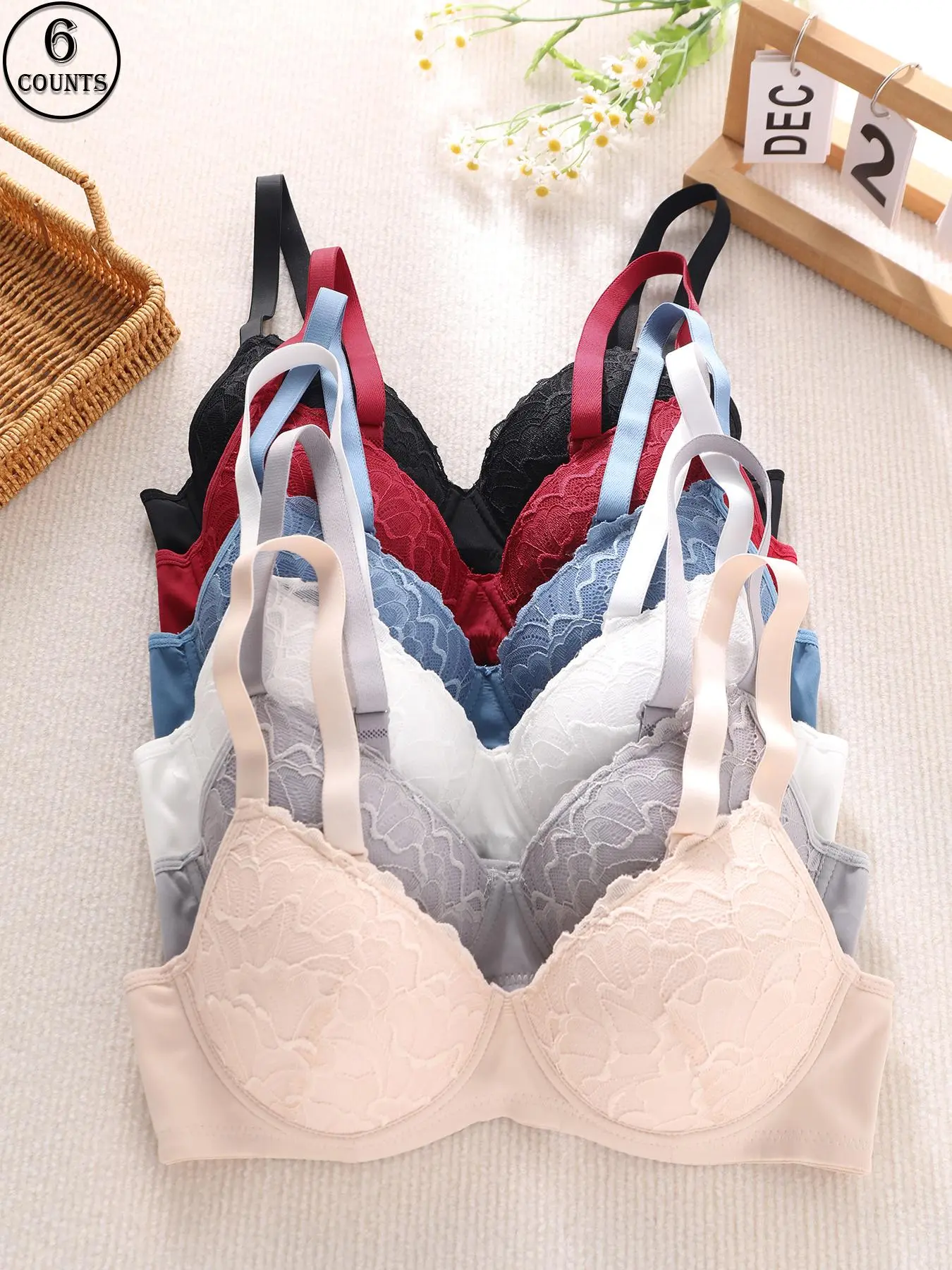 Women's Contrast Lace Adjustable Strap Push Up Bra, Elegant Soft Comfortable Breathable Underwire Bra, Lingerie for All Seasons, Lace Bras, Bras With Underwire