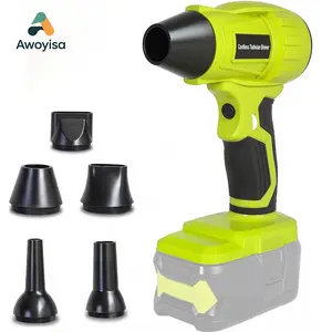 Awoyisa 350W Brushless Motor Cordless Handheld Blower, High Power Compressed Air Duster (Compatible with Ryobi 18V Battery, Tool Only), 5-in-1 Compact Duster for Computer, Keyboard, Car Seats, Yard Debris,patio driveway（Battery not induded） leaf cleanup