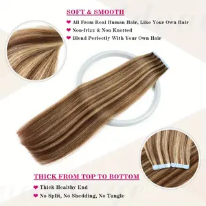 2025 NEW Fashionable Flying Human Hair Tape In Hair Extensions Seamless Adhesive Tape Ins Remy Hair Straight Invisible Skin Weft 20pcs 4P27 #   Color