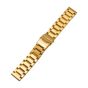 Watch strap with three beads, stainless steel solid steel strap with folding clasp, fine steel, unisex watch strap and bracelet