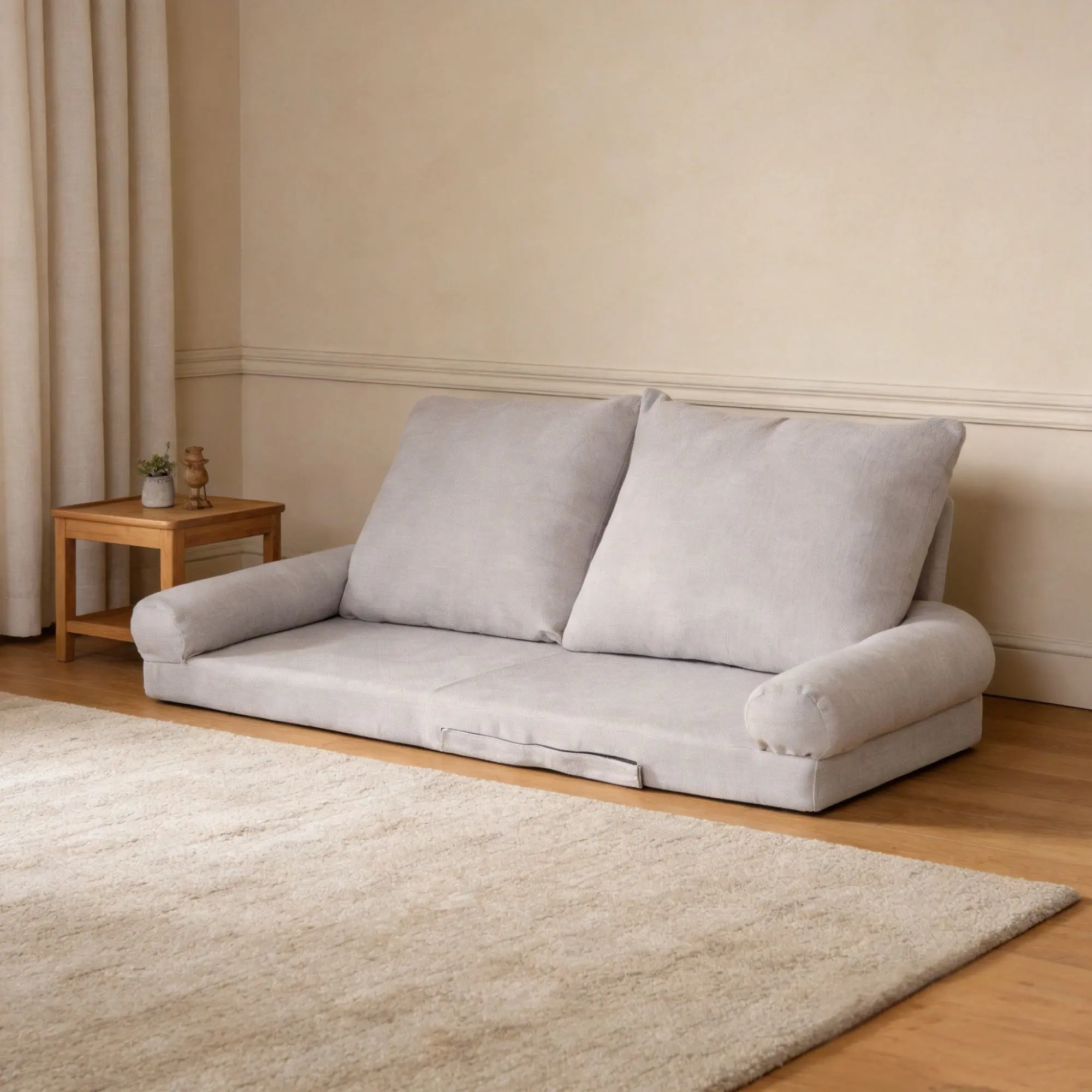 Convertible Fold-Out Single Sofa Bed with 18 Adjustable Positions, Metal Frame & Cotton Fill, White, Compact Compressed Packaging, Multifunctional Living Room Furniture, Guest Bed & Lounger, 29.92W x 63.78D x 31.10H in