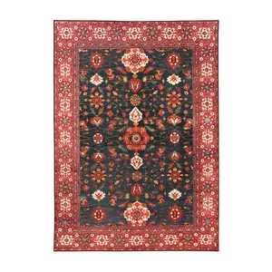 My Magic Carpet Ramage Indigo Machine Washable Area Rug, 5x7 Stain Resistant, Non-Slip, Waterproof