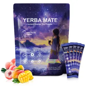 Yerba Mate Tea Powder | Supports Digestion & Energy | Peach Mango Flavor | 30 Servings