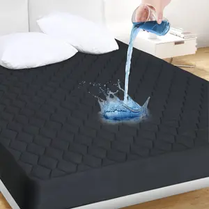 Quilted Fitted  Mattress Pad, Breathable  Soft Filling Mattress Protector, 8-21 Inches Deep Pocket Noiseless Mattress Cover (Grey)