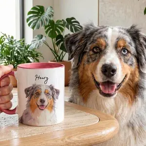 Custom Pet Mug from Photo + Name – Personalized Dog & Cat Photo Coffee Cup, Custom Pet Mug, Dog Mom Gift, Cat Dad Gift