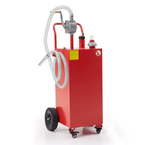 30/45/50 Gallon Gallon Fuel Caddy, Gas Storage Tank on 4 Wheels, Portable Gas Caddy with Manual Transfer Pump, Gasoline Diesel Fuel Container for Cars, Lawn Mowers, ATVs, Boats, Motorcycle (Red)