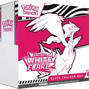 Pokémon Scarlet & Violet White Flare Elite Trainer Box ETB Sealed English - 9 Packs Factory Sealed with Booster Packs Sleeves Promo