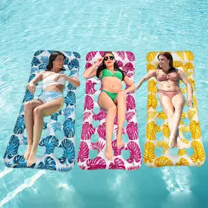 Hawaiian Water Inflatable Pool Lounger, Inflatable Sunbathing Pool Raft with Inflatable Pillow, Summer Outdoor Garden Backyard Party Supplies