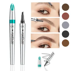 Quad eyebrow pencil, shapes three-dimensional fluffy brows, long-lasting makeup, waterproof, ultra-fine tip for precise touch-ups and reshaping, high color payoff, smooth strokes, fills sparse areas, perfect for women traveling and taking photos.