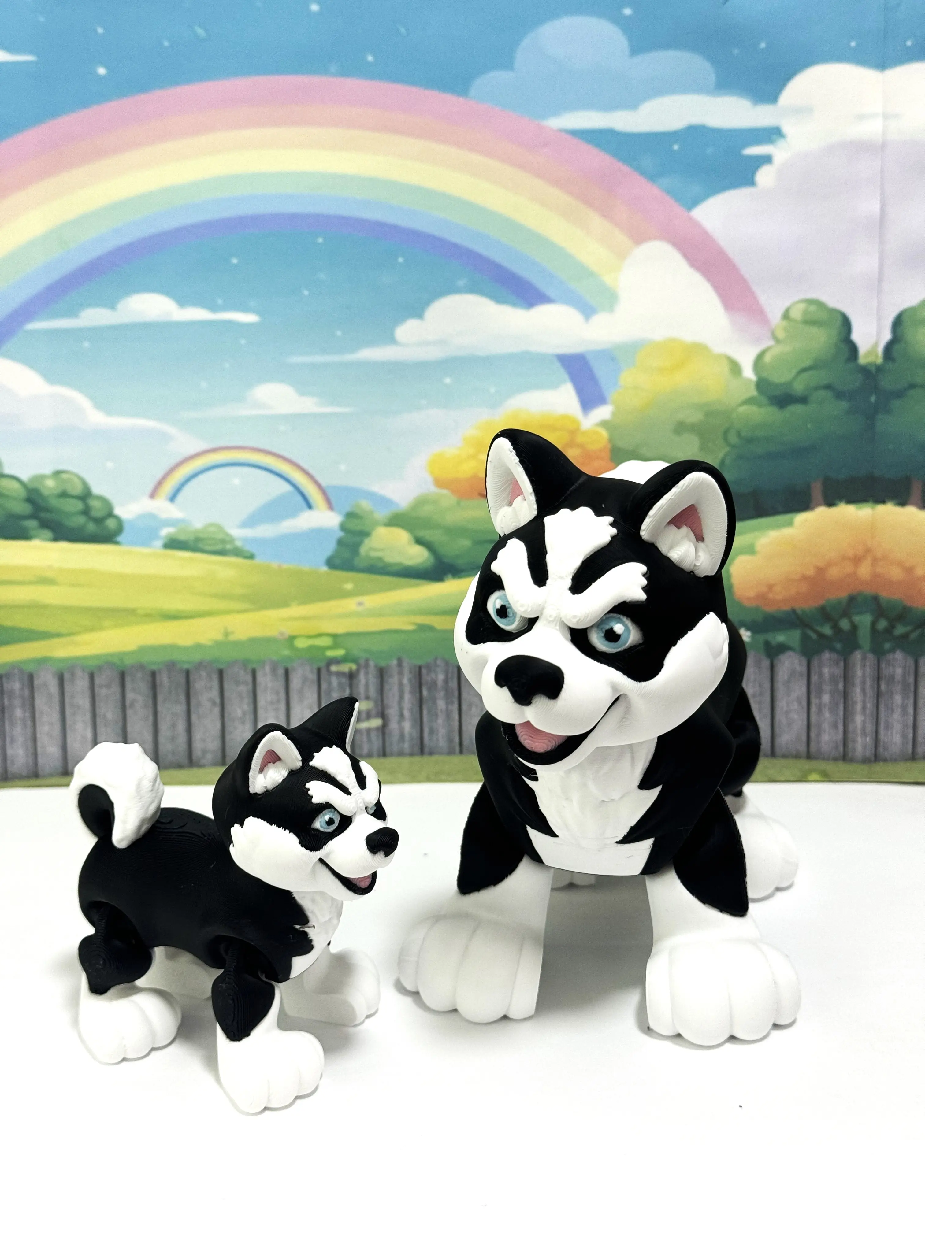 2pcs Siberian Husky Dog Figurine, 3D Printed Movable Joints Animals, Gift for Dog Lovers & Sled Dog Fans AD-SH-2X