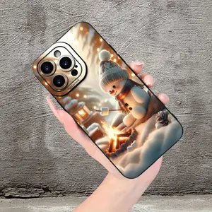 Christmas Marshmallow Snowman Phone Case, Shockproof Ultra-Thin Protective Cover, Full Camera Lens Protection, Fits iPhone 17/16/15/14/13/12/11/plus/pro Max