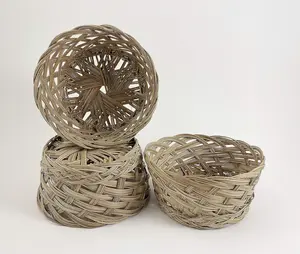 Hand Made Philippine Natural Coco Midrib Round Gift Baskets, Bread Roll Baskets, Food Serving Baskets, Florist Baskets, Organizer