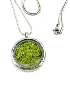 Eternal Moss Locket Pendant Necklace-Lime
