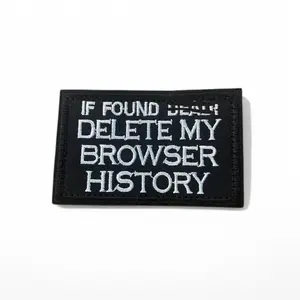 Embroidered If Found Delete My Browser History Patch 3" x 2" | for Jackets, Caps, Jeans Clothing, Bags Removable Patch, Black Funny Applique, Hook & Loop Patch