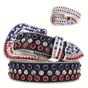 American Flag Rhinestone Cowboy Belt for Men | Patriotic Western Belt Gift with Sparkling Crystals - Adjustable Waist Strap for Fathers Day, Rodeo & Jeans  ：